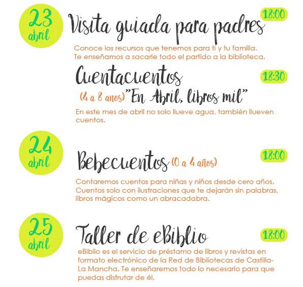 Actividades del Día del libro 2018 - Bibliotecas de Villarrobledo