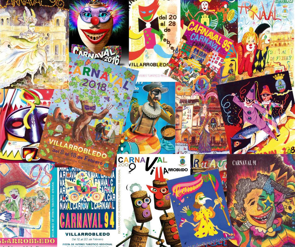 Carteles anunciadores del Carnaval del Ayuntamiento de Villarrobledo.